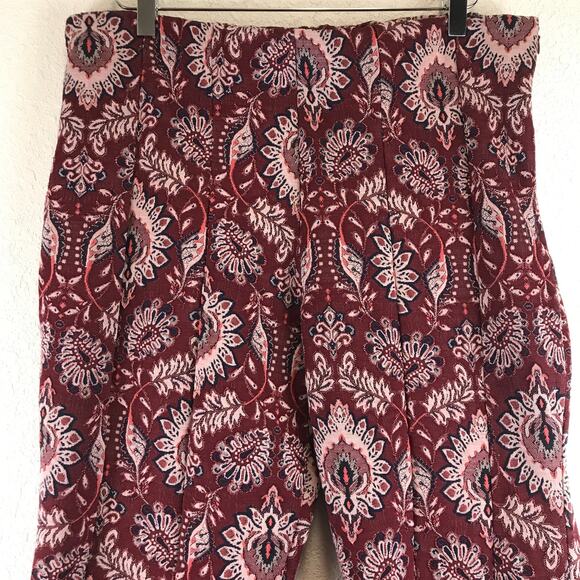 Anthropologie Damask Jacquard Flare Pants Floral Botanical Retro Boho Plus Size - Picture 3 of 10